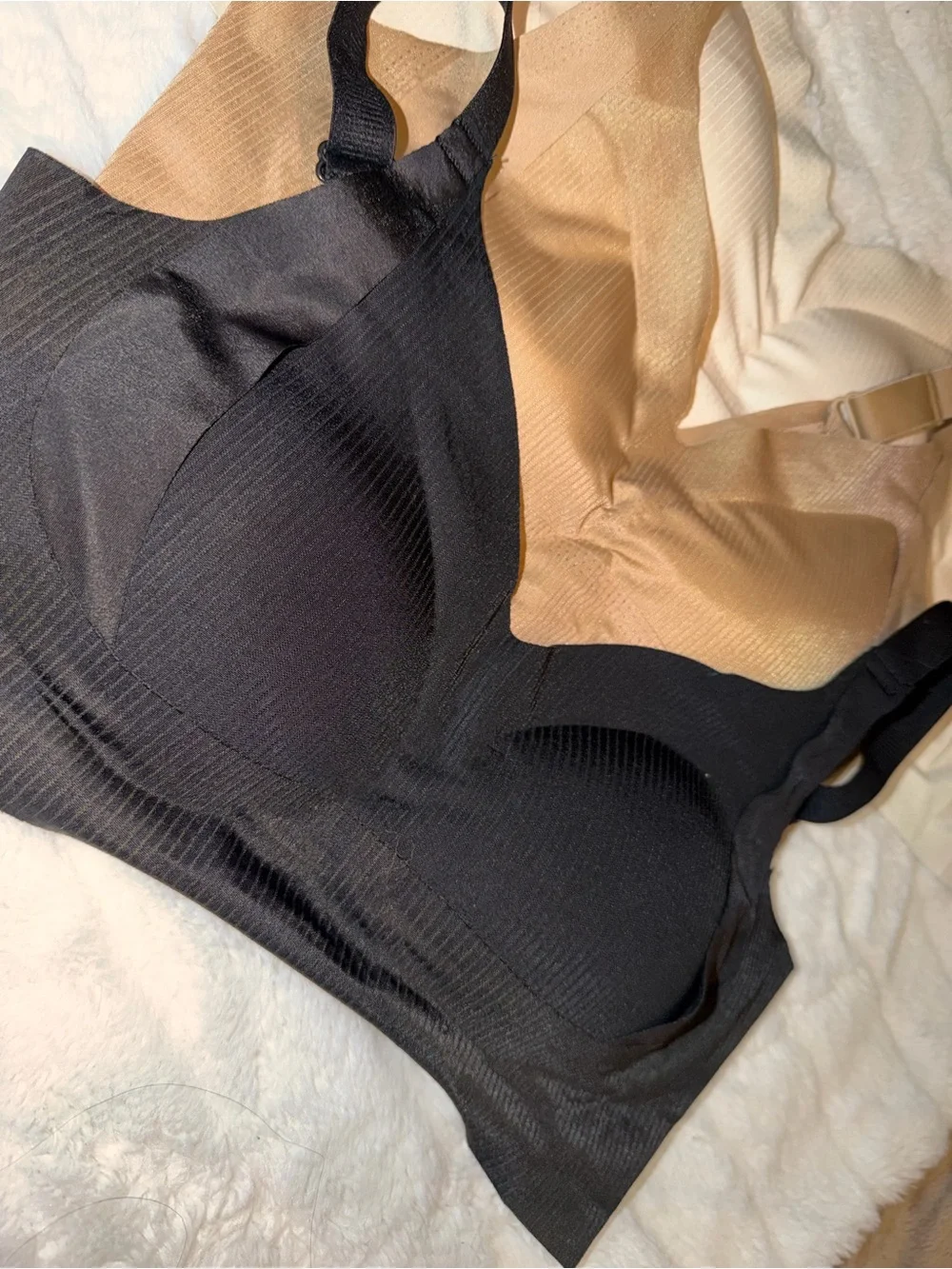 3 Seamless Wireless Bralettes - Black, Tan, Beige
